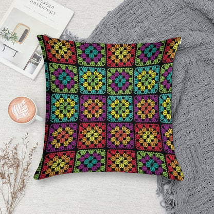 Crochet Granny Square Yarn Pattern Soft Skin-Friendly Throw Pillow