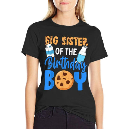 Big Sister of The Birthday Boy Milk And Cookies 1st Birthday  Relaxed-fit T-Shirt