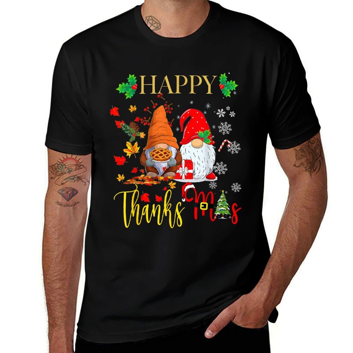 Gnomes Thanksgiving Christmas Happy ThanksMas  Trendy Pattern T-Shirt