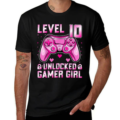 Level 10 Unlocked Gamer Girl Video Gamer 10th Birthday Comfortable T-Shirt