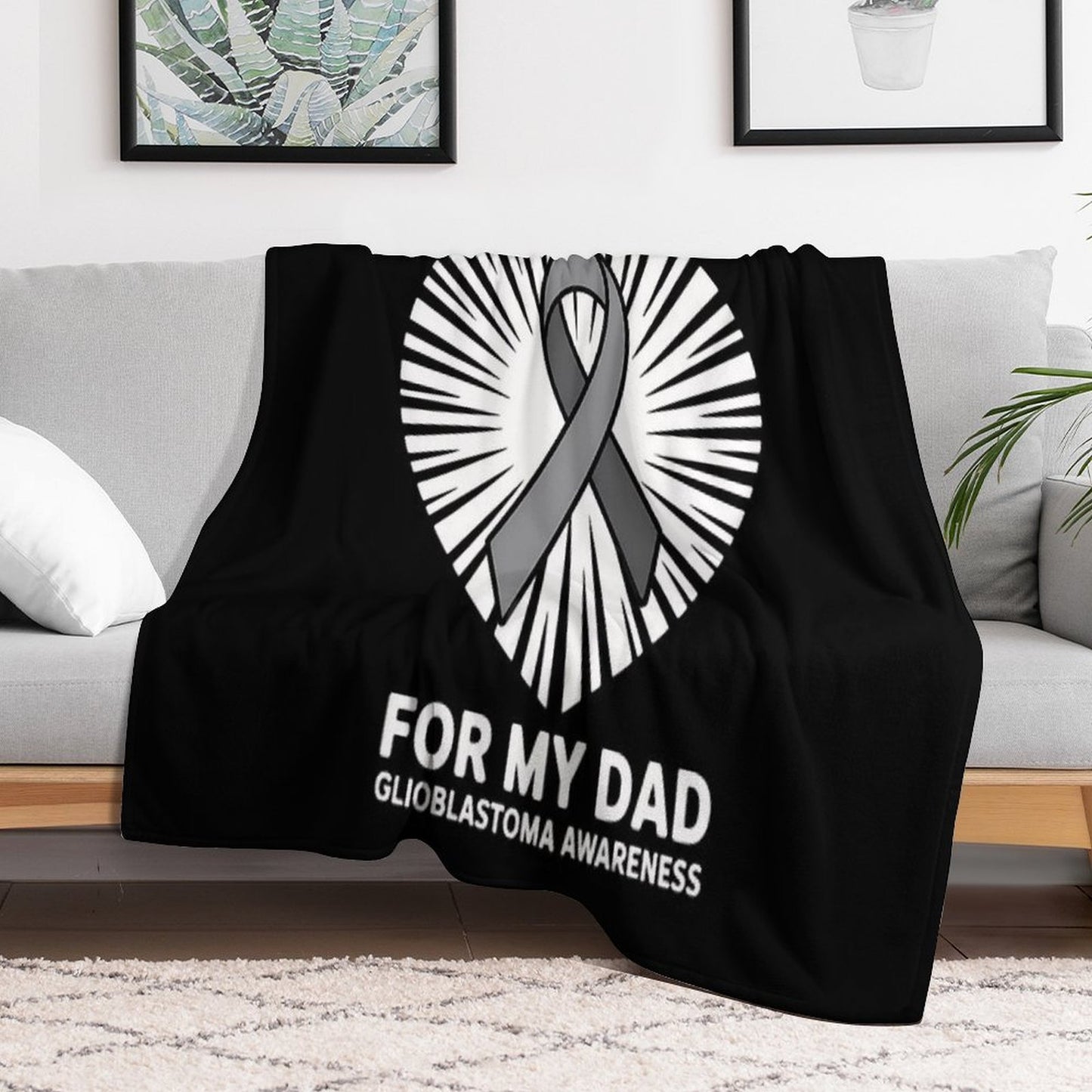 1I Wear Grey For My Dad GBM Glioblastoma Awareness Multi-functional Throw Blanket
