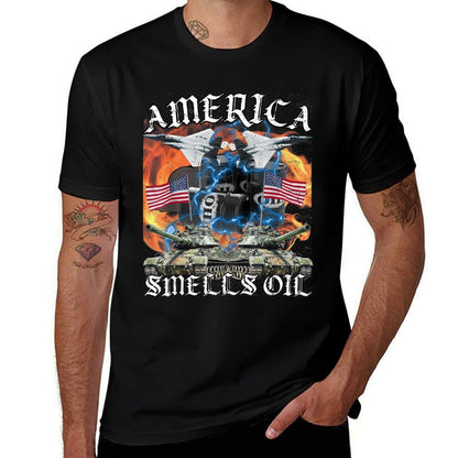 America Smells Oil Funny American Oil Meme Patriotic  Graphic-printed T-Shirt