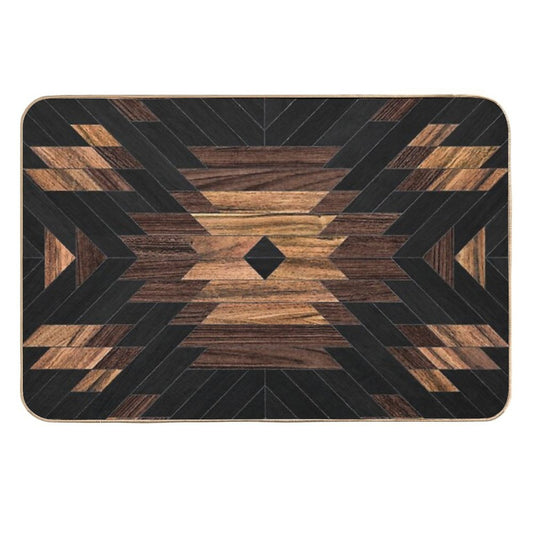 Urban Tribal Pattern No.7 - Aztec - Wood  Rapid-Drying Bath Mat