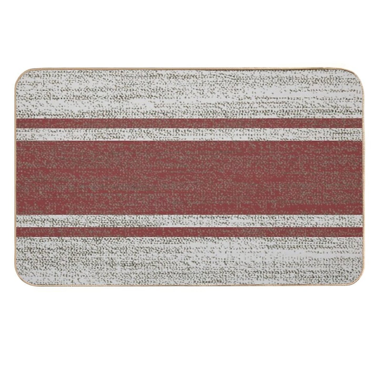 1980s Farmhouse Chic Burgundy Jacquard Stripes Linen French Country  Pet-Safe Bath Mat