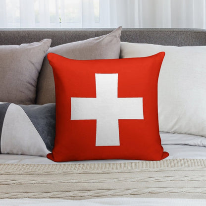 Flag of Switzerland Soft Anti-Pilling Throw Pillow