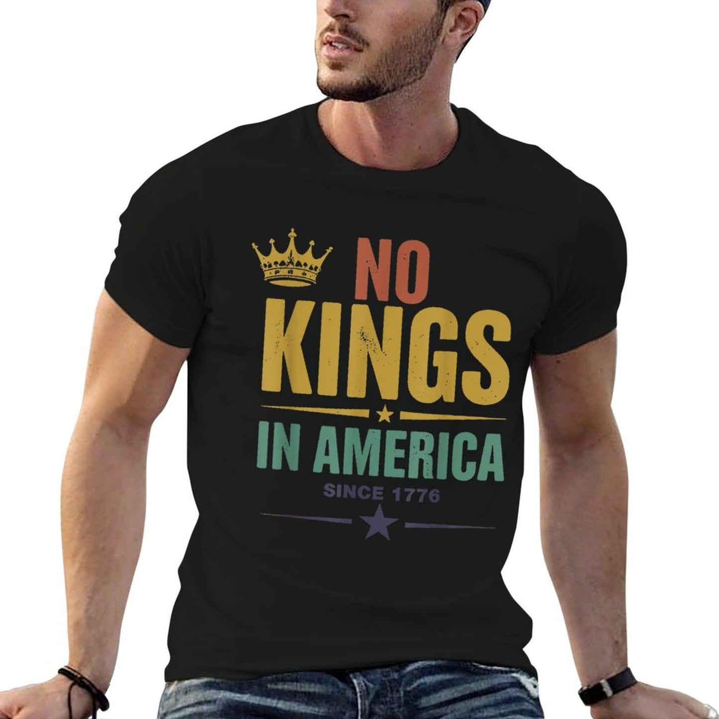 No Kings in America Since 1776 Vintage Patriotic Us No Kings  Versatile T-Shirt