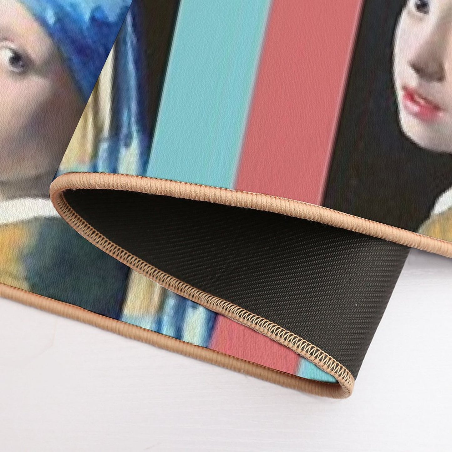 Girl With A Pearl Earring Pop Art  Easy Maintenance Bath Mat