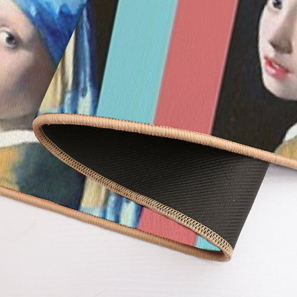 Girl With A Pearl Earring Pop Art  Easy Maintenance Bath Mat