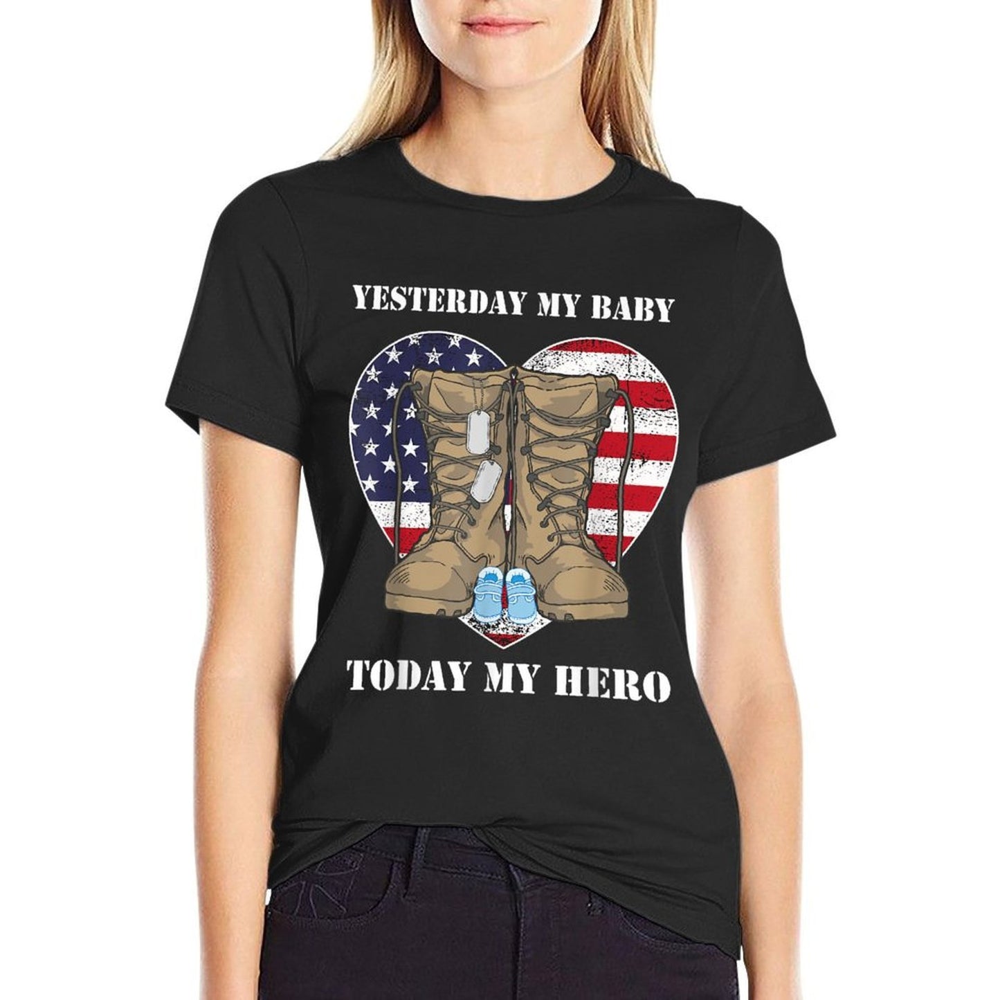Yesterday My Baby Today My Hero Proud Military Parents Mom  Lightweight T-Shirt