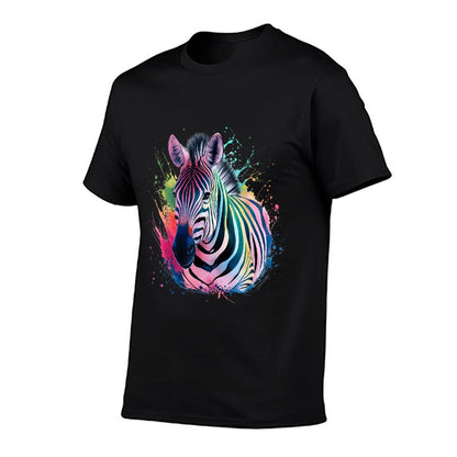 Zebra Men Woman Colorful Watercolor Zebra  Wrinkle-resistant T-Shirt