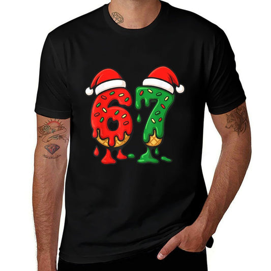 67 Ice Cream Drip Meme Six Seven Christmas Men Women Kids  Oversized Silhouette T-Shirt