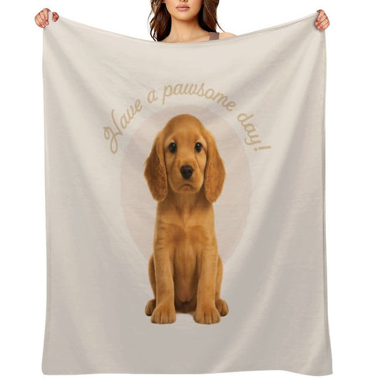 Cocker Spaniel Puppy – Have A Pawsome Day - Mocha Anti-pilling Throw Blanket