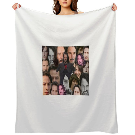 Keanu Reeves Face Collage Wrinkle-free Throw Blanket