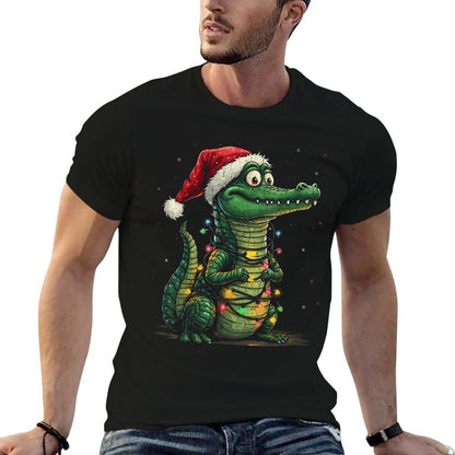 Funny Christmas Gator Santa Alligator With Santa Hat  Moisture-wicking T-Shirt