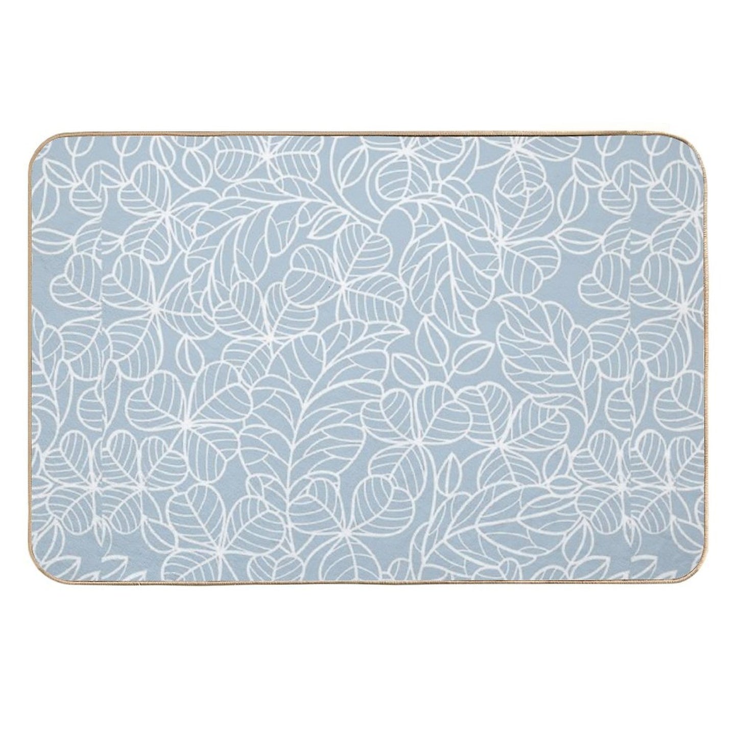 Coastal Blue And White Leaf Pattern  Toxin-Free Bath Mat