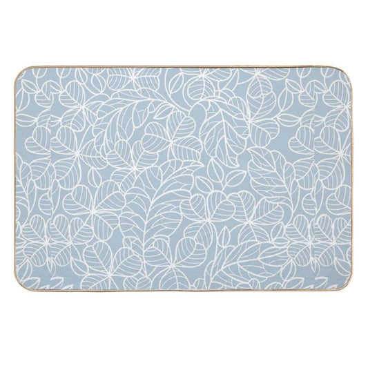 Coastal Blue And White Leaf Pattern  Toxin-Free Bath Mat