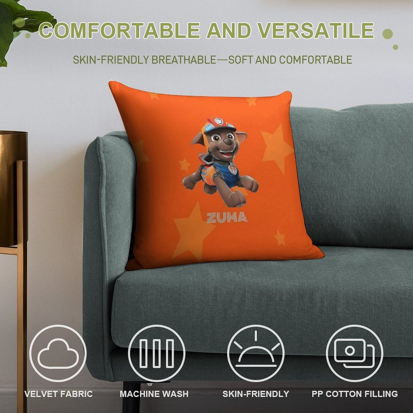 Paw Patrol Zuma Soft Reinforced Edging Throw Pillow