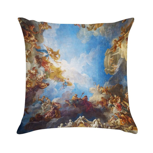 Ceiling Painting in Hercules Room of The Chateau De Versailles - France Soft Decorative Cover Throw Pillow