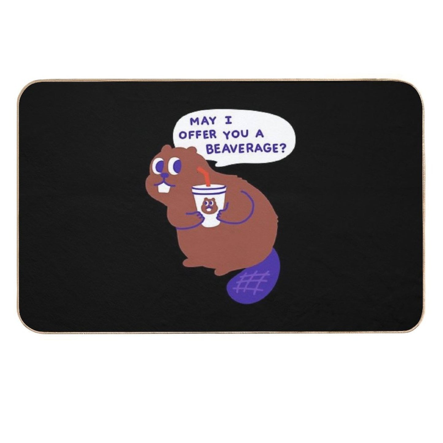 Beaver Offers A Beverage  Non-Slip Bath Mat