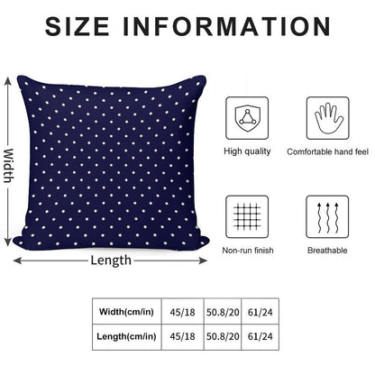 Navy Blue White Polka Dots Soft Shrink-Resistant Throw Pillow