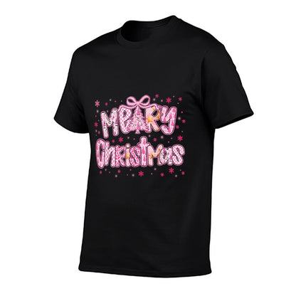 Mery Christmas Cute Pink Coquette Pajamas Xmas Women Girl  Tagless Design T-Shirt