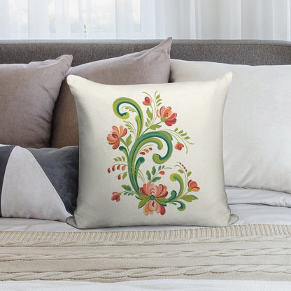 Rosemaling Red And Pink Soft Reinforced Edging Throw Pillow