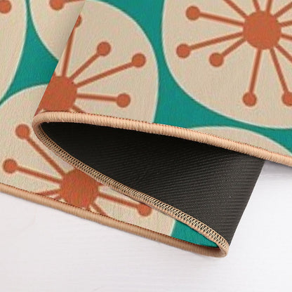 Atomic Retro Dots - Midcentury Modern Pattern in Mid Mod Burnt Orange, Beige, And Turquoise Teal  Multi-Purpose Bath Mat