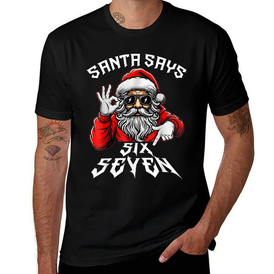 Christmas Santa 6 7 Six Seven Gen Z Alpha Meme Slang Xmas  Slim-fit Cut T-Shirt