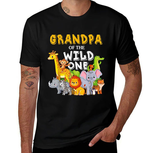 Grandpa of The Wild One Zoo Birthday Safari Jungle Animal  Stretchy T-Shirt