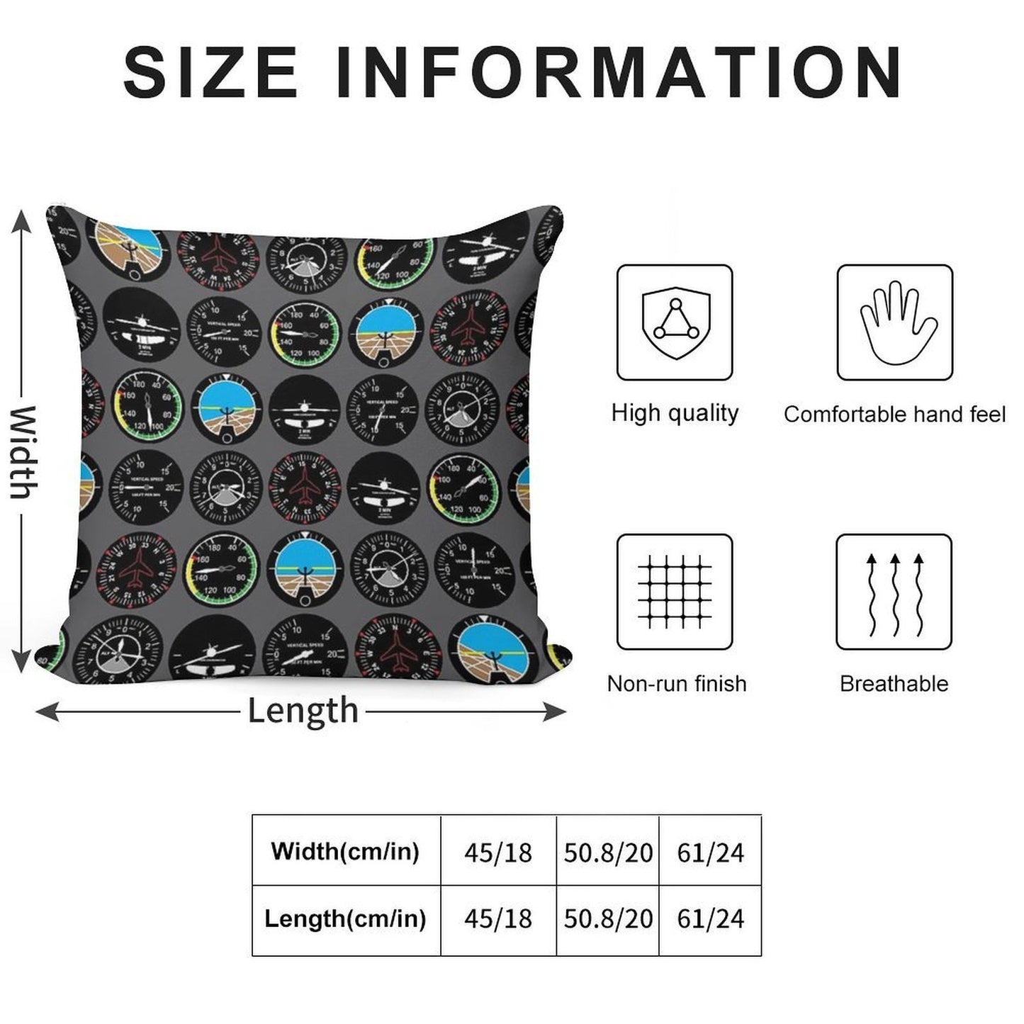 Flight Instruments Soft Luxury Feel Throw Pillow