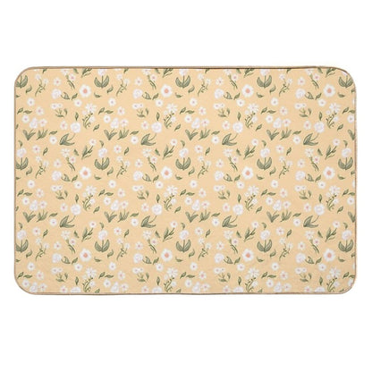 White Flowers Pattern  Odorless Bath Mat