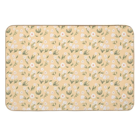 White Flowers Pattern  Odorless Bath Mat