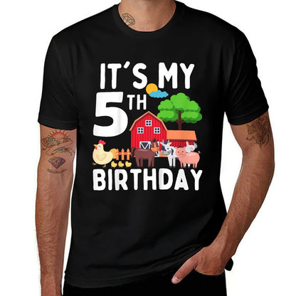 Kids It's My 5th Birthday 5 Years Old Farm Animals Theme for Kids  Lightweight T-Shirt