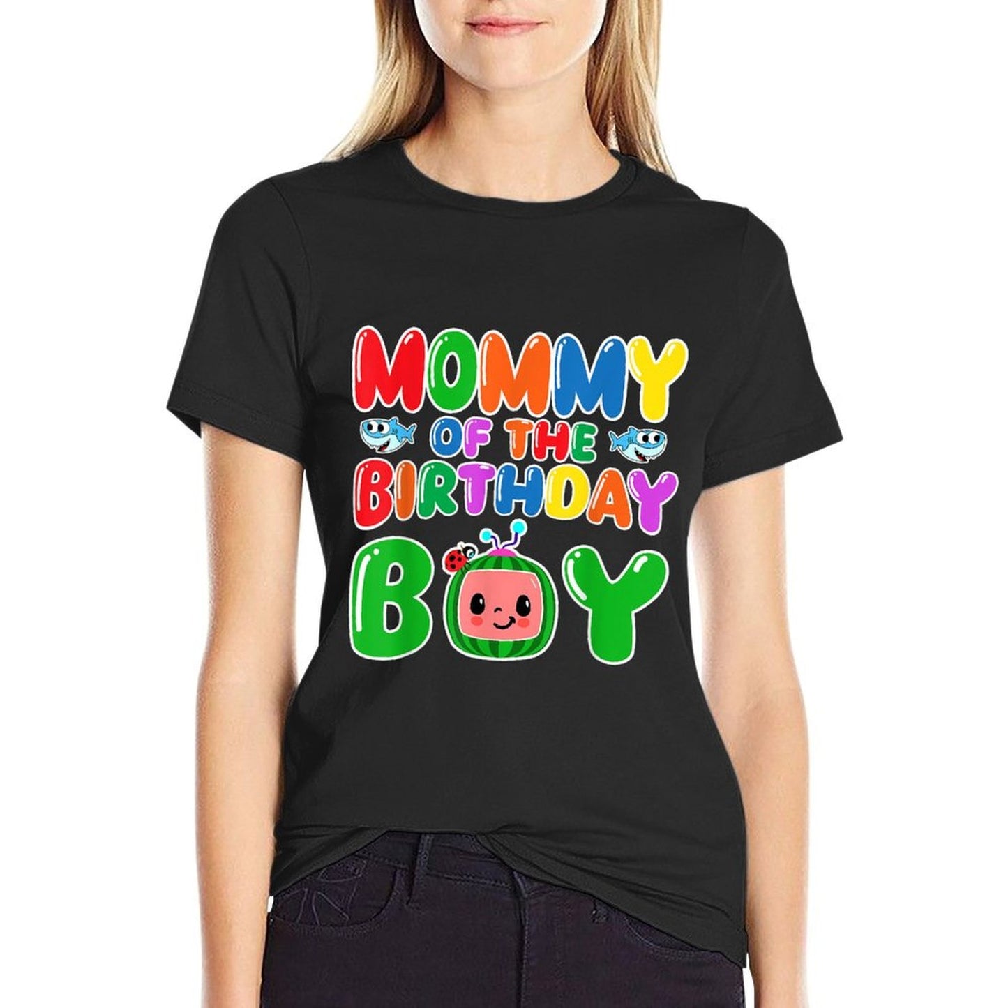 Mommy Of The Birthday Boy Funny Melon Family Party Matching  Trendy Pattern T-Shirt