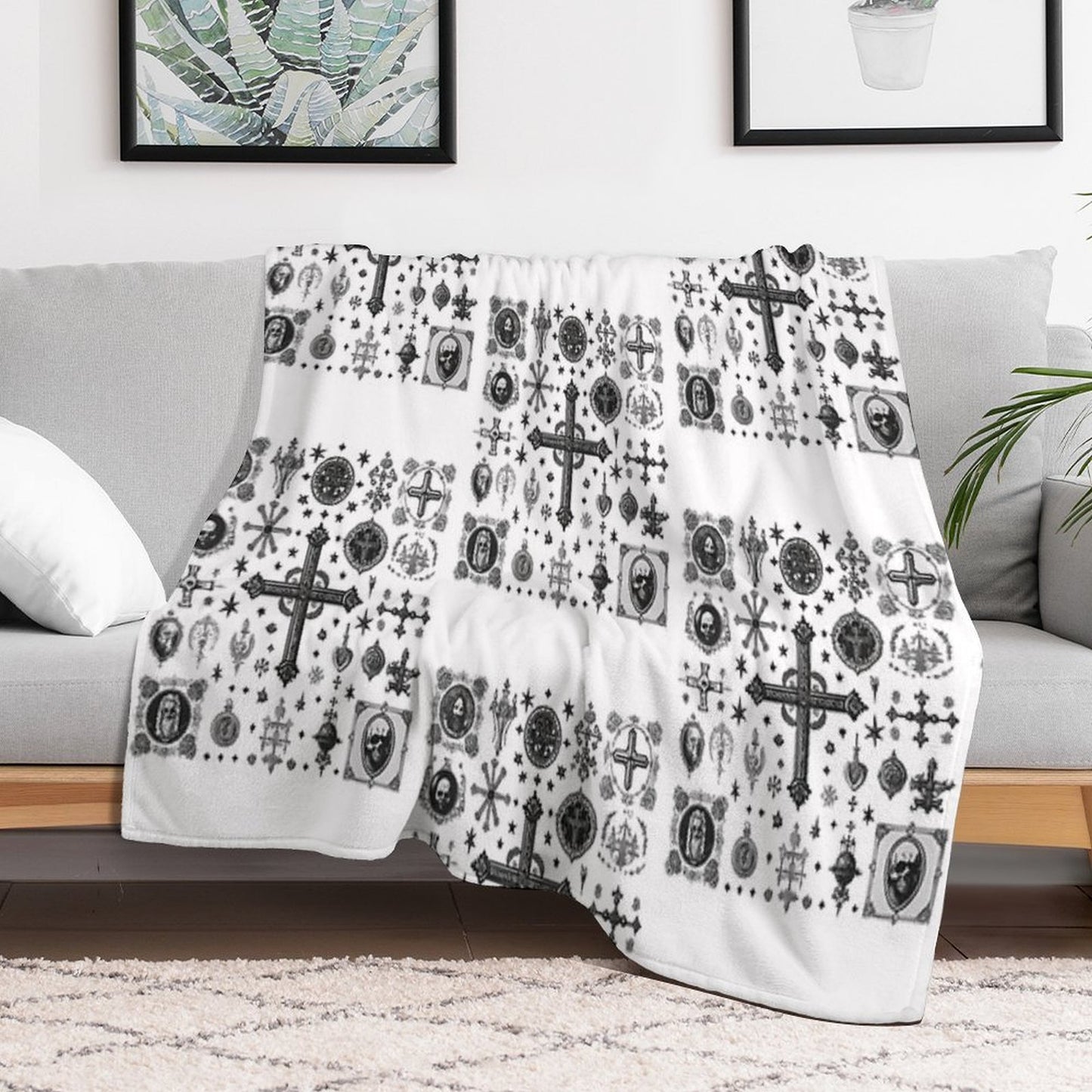 Wickedly Simple Unleash Dark Icons - Sinister Line Art for The Bold Sustainable Throw Blanket