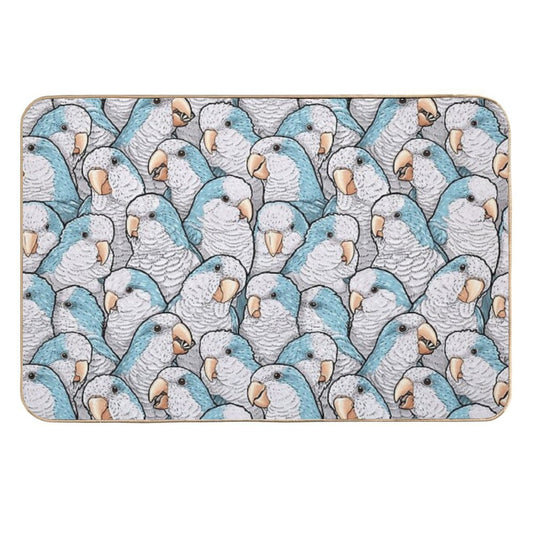 Blue Quaker Monk Parakeets  Dirt-Trapping Bath Mat