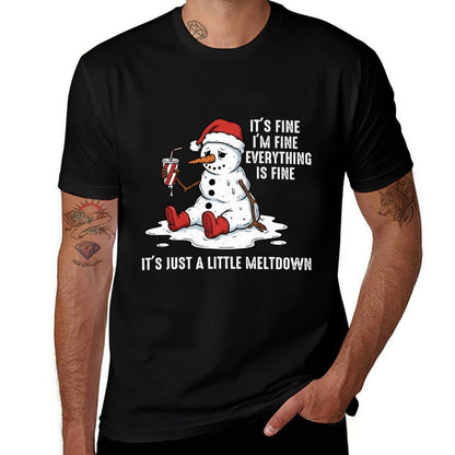 Its Fine Im Just A Little Meltdown Snowman Christmas Quote  Moisture-wicking T-Shirt