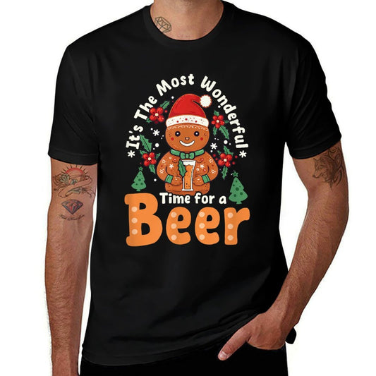 Time For Beer Design Christmas Ginger Bread  Oversized Silhouette T-Shirt
