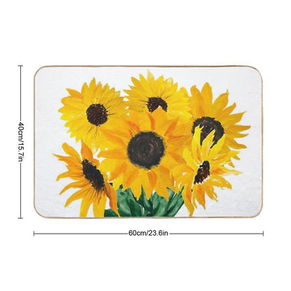 Painted Sunflower Bouquet  Repositionable Bath Mat