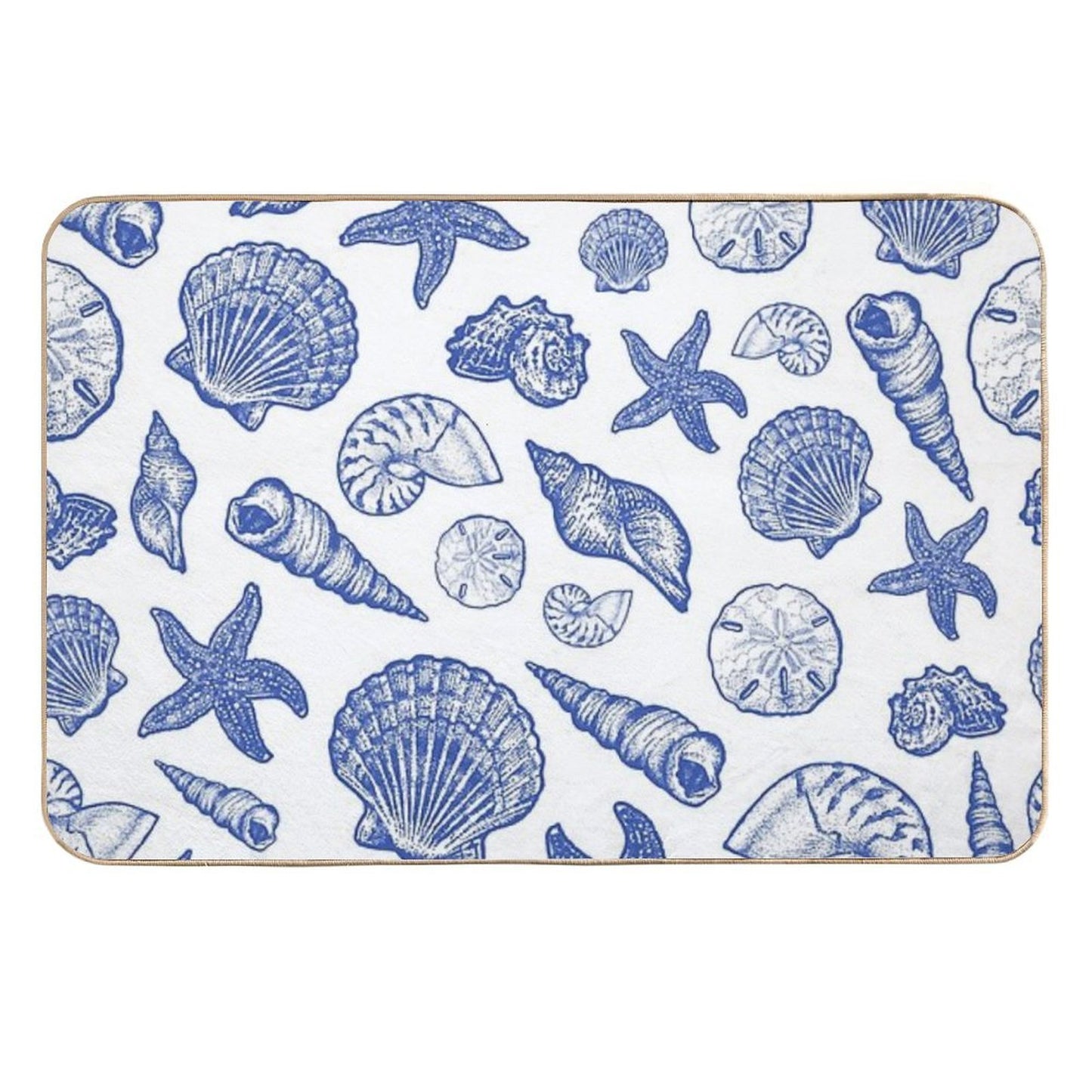 Blue Seashell Print  Rapid-Drying Bath Mat