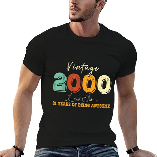 21 Year Old Vintage 2000 Limited Edition 21st Birthday  Rolled Sleeves T-Shirt
