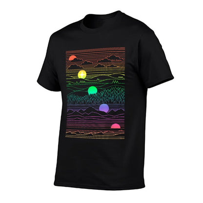 New Mexico State Zia Landscape Line Art Design  Polyester Blend T-Shirt