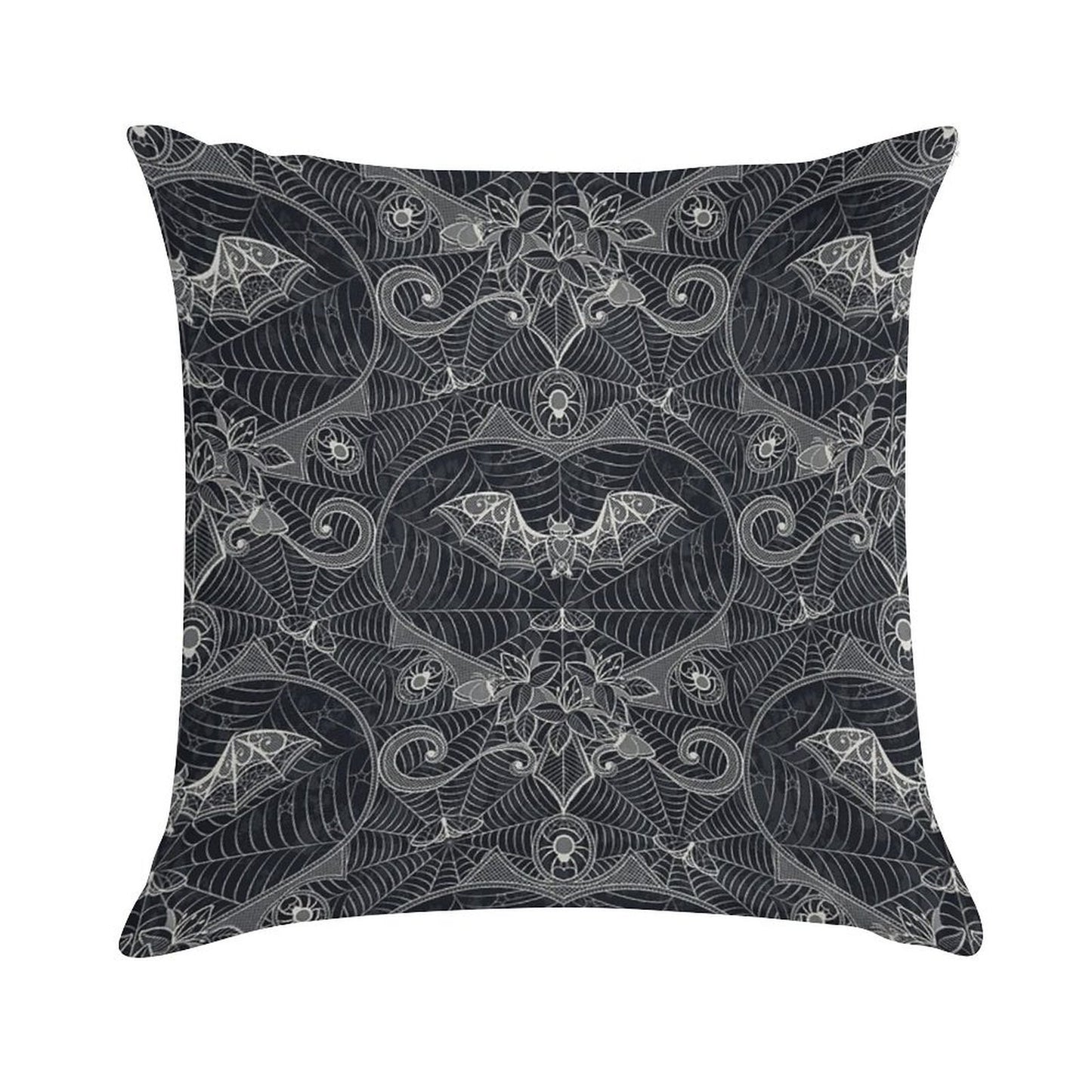 Gothic Halloween Lace - Bats - Black Soft Durable Construction Throw Pillow