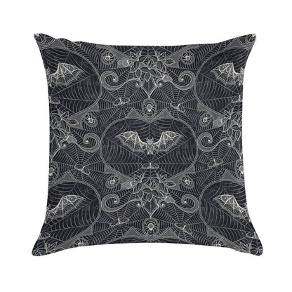 Gothic Halloween Lace - Bats - Black Soft Durable Construction Throw Pillow