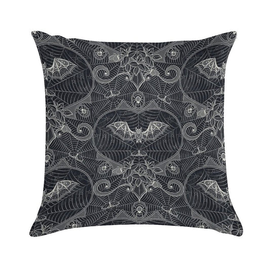 Gothic Halloween Lace - Bats - Black Soft Durable Construction Throw Pillow