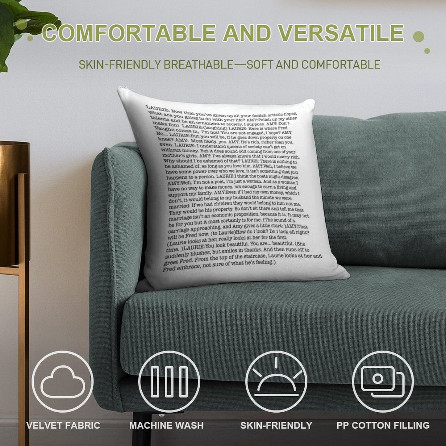 Amy March's Economic Proposition Speech Soft Hidden Zipper Throw Pillow