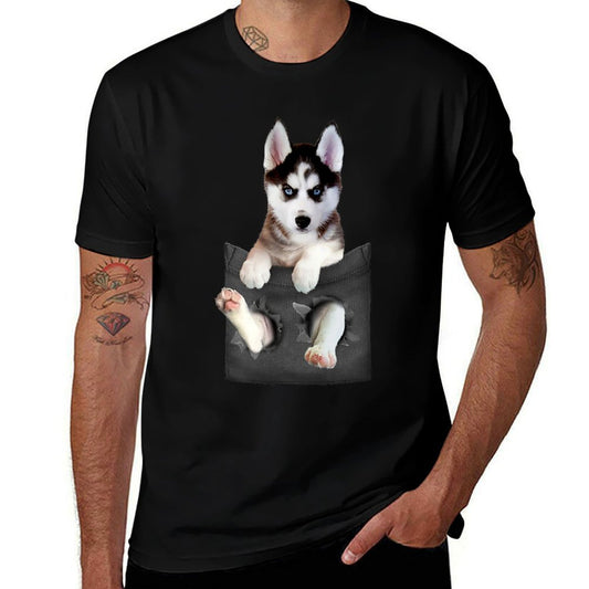 Siberian Husky In Pocket Puppy T  Stretchy T-Shirt