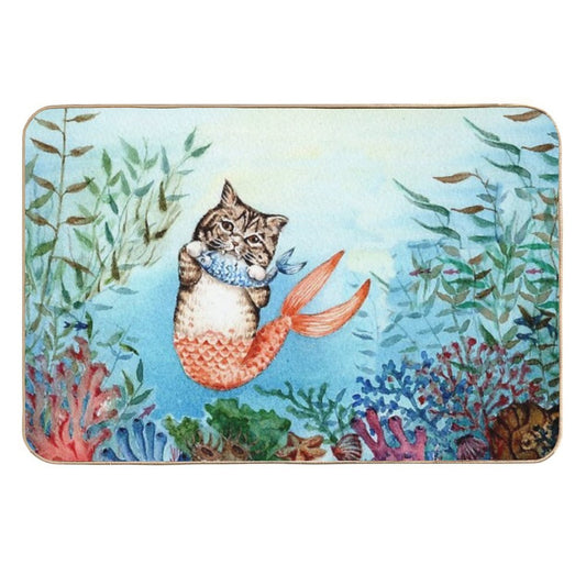 Cute Purrmaid Cat Mermaid  Eco-Friendly Bath Mat