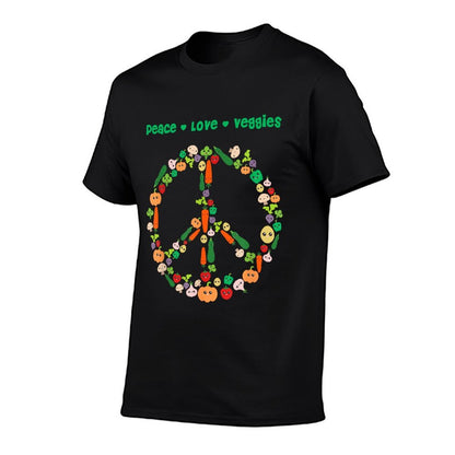 Kawaii Vegetables Peace Sign Funny Gift for Vegetarian Vegan  Stretchy T-Shirt