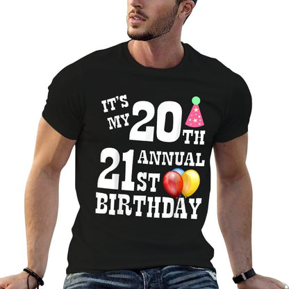 It's My 20th Annual 21st Birthday Funny Bday  Oversized Silhouette T-Shirt